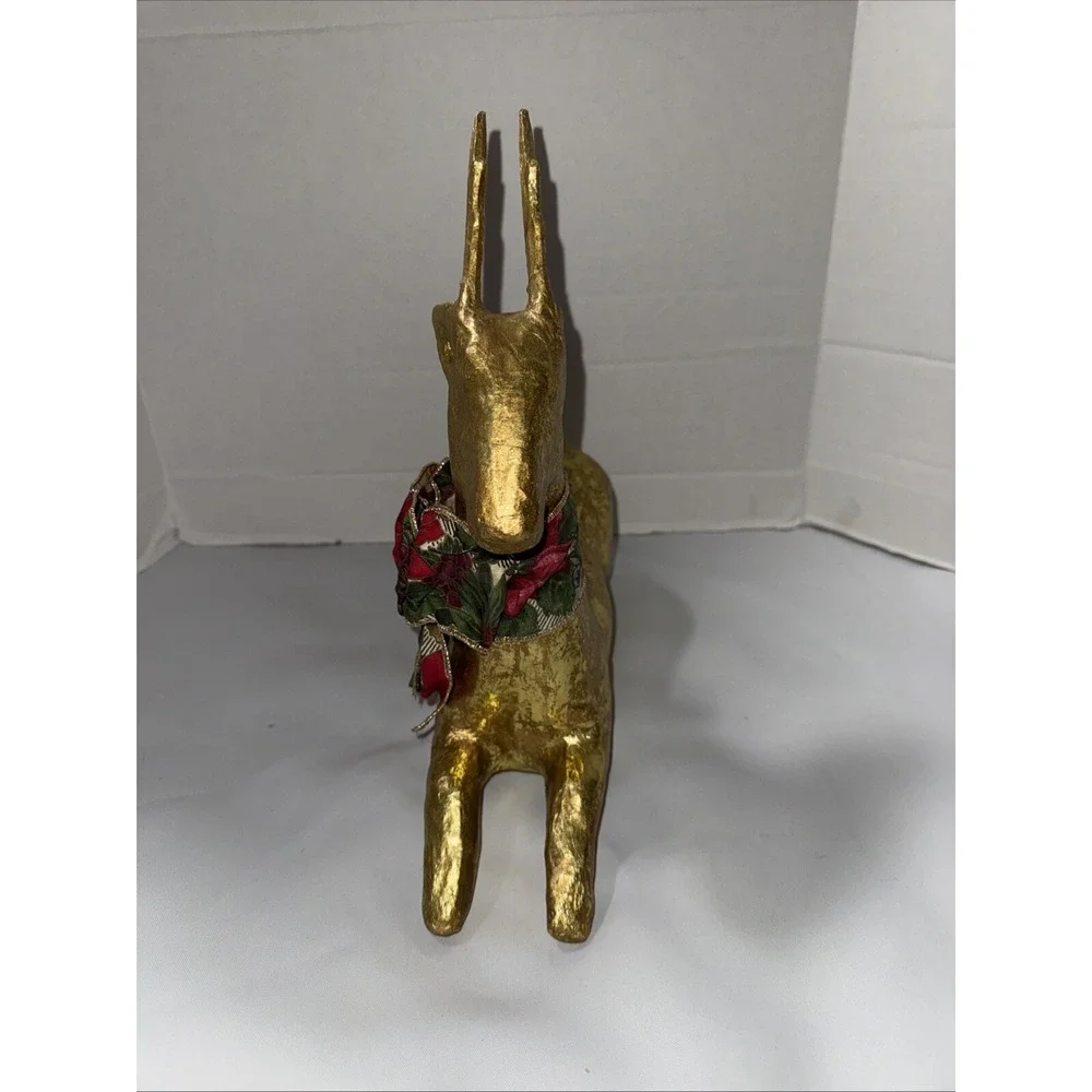 Christmas Holiday Collection Gold‎ Paper Mache Kneeling Deer